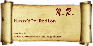 Munzár Rodion névjegykártya